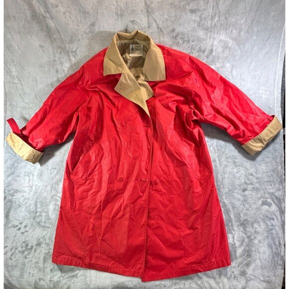 London Fog Coat Women's 16 regular red and beige classic Trench coat - Picture 7 of 12